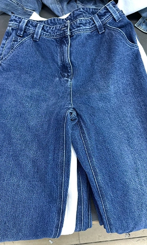 Enzyme wash blue denim jeans