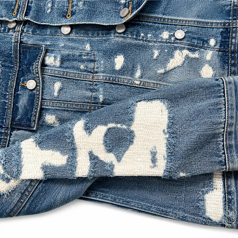 Low MOQ Custom Distressed Denim Jacket | luokugg - Image 6