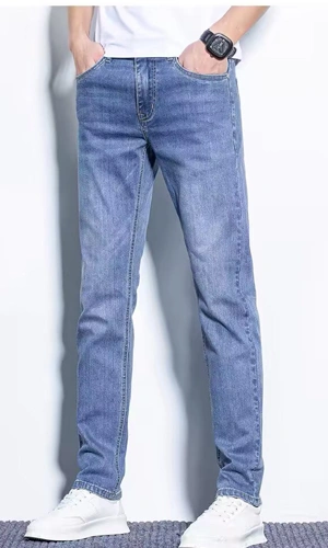 Enzyme stone wash denim jeans