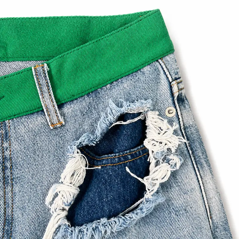 Low MOQ custom denim pants for streetwear brands