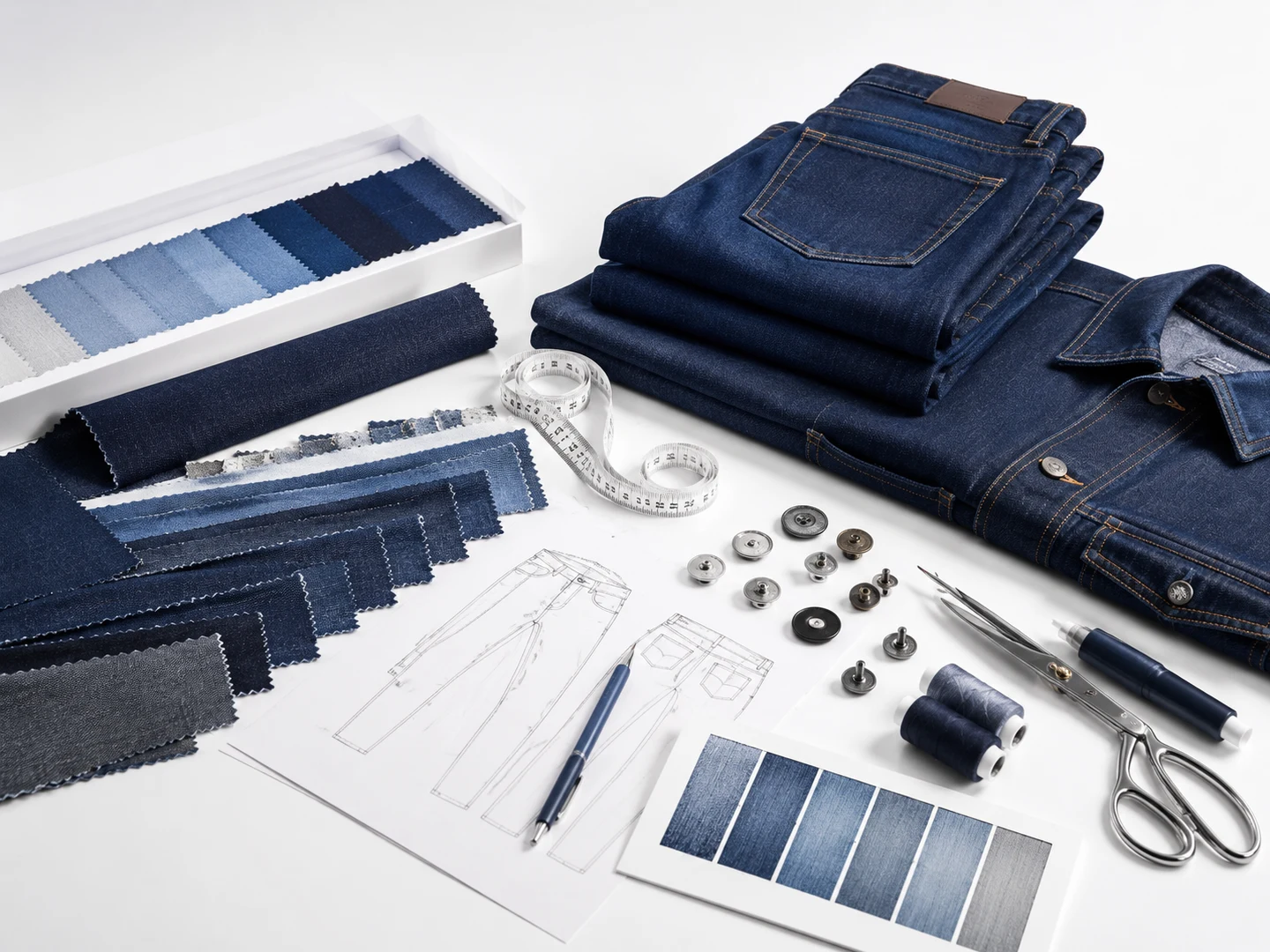 Custom denim manufacturing fabrics, patterns, trims and finished denim products